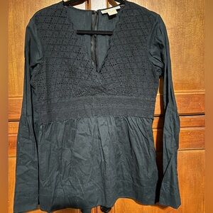 michael kors eyelet v neck top